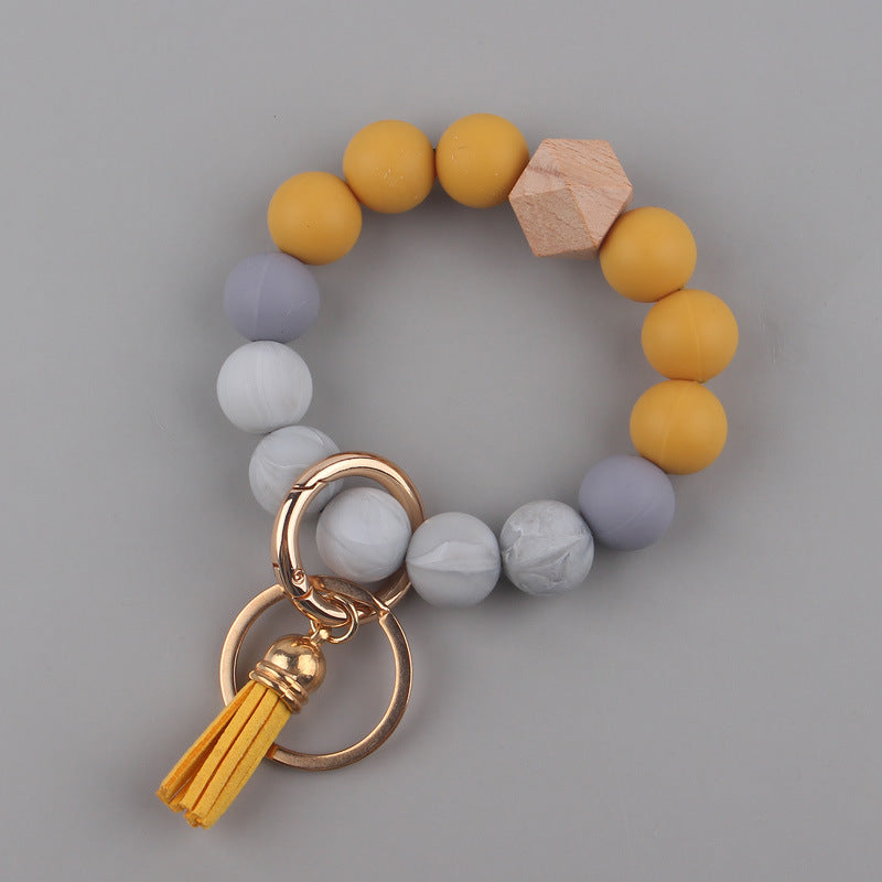 Llavero de muñeca con cuentas de silicona al por mayor